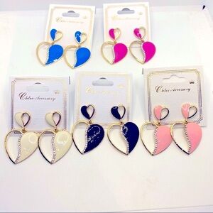 Earrings rhinestone hearts 5 pairs!! ADORA…